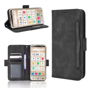 For Sharp Simple Sumaho 6 Skin Feel Calf Texture Card Slots Leather Phone Case(Black) (OEM)