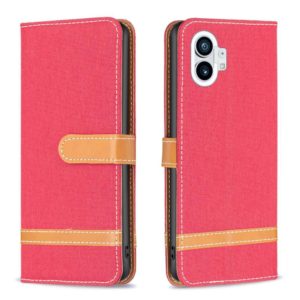 For Nothing Phone 1 Color Matching Denim Texture Leather Phone Case(Red) (OEM)