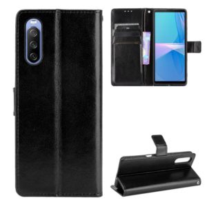For Sony Xperia 10 III Crazy Horse Texture Horizontal Flip Leather Case with Holder & Card Slots & Lanyard(Black) (OEM)