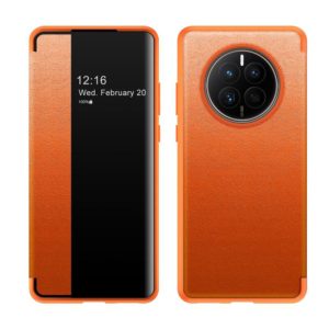 For Huawei Mate 50 Leather + TPU Frame Shockproof Phone Case(Orange) (OEM)