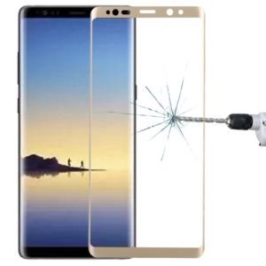 For Galaxy Note 8 0.3mm 9H Surface Hardness 3D Curved Silk-screen Full Screen Tempered Glass Screen Protector(Gold) (OEM)