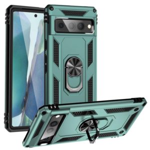 For Google Pixel 7 Pro Shockproof TPU + PC Protective Case with 360 Degree Rotating Holder(Dark Green) (OEM)