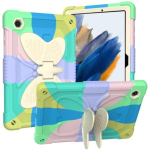 For Samsung Galaxy Tab A8 10.5 2021 Beige PC + Silicone Holder Tablet Case(Colorful Green) (OEM)