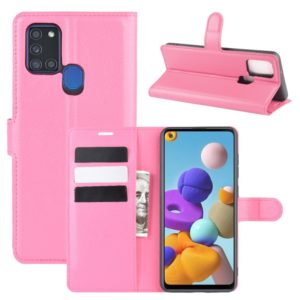 For Galaxy A21S Litchi Texture Horizontal Flip Protective Case with Holder & Card Slots & Wallet(Rose red) (OEM)