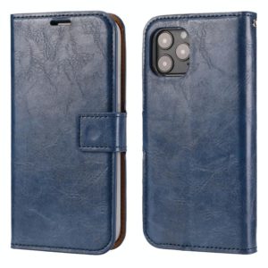 For iPhone 12 / 12 Pro Crazy Horse Texture Detachable Magnetic Back Cover Horizontal Flip Leather Case with Holder & Card Slots & Photo Frame & Wallet(Blue) (OEM)