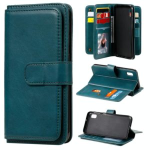 For Samsung Galaxy A10e Multifunctional Magnetic Copper Buckle Horizontal Flip Solid Color Leather Case with 10 Card Slots & Wallet & Holder & Photo Frame(Dark Green) (OEM)
