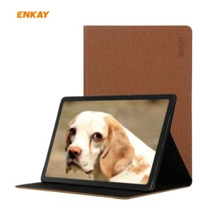For Samsung Galaxy Tab S6 Lite P610 / P615 / Tab S6 Lite 2022 / P613 / P619 ENKAY Coarse Cloth Leather Smart Tablet Case(Brown) (ENKAY) (OEM)
