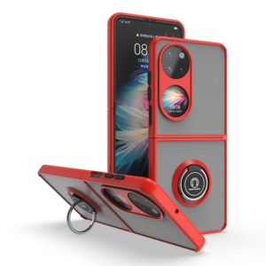 For Huawei P50 Pocket Q Shadow I Ring Kickstand PC and TPU Hybrid Phone Case(Red) (OEM)