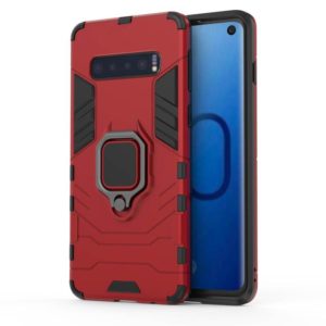 PC + TPU Shockproof Protective Case for Samsung Galaxy S10, with Magnetic Ring Holder(Red) (OEM)