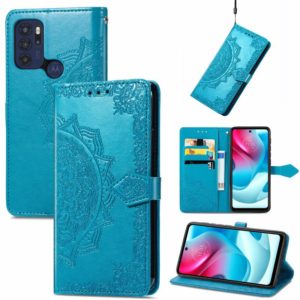 For Motorola Moto G60S Mandala Embossing Pattern Horizontal Flip Leather Case with Holder & Card Slots & Wallet & Lanyard(Blue) (OEM)