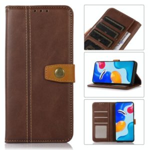 For OnePlus Ace / 10R Stitching Thread Calf Texture Leather Phone Case(Coffee) (OEM)