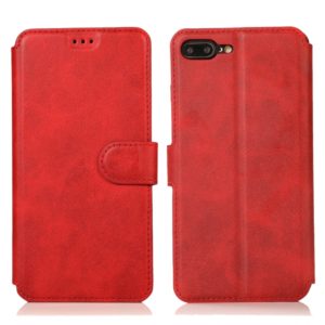 For iPhone 7 Plus / 8 Plus Calf Texture Magnetic Buckle Horizontal Flip Leather Case with Holder & Card Slots & Wallet & Photo Frame(Red) (OEM)