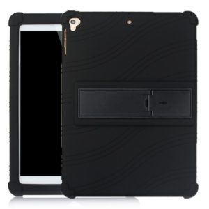 For iPad 6 (9.7 Universal) Tablet PC Silicone Protective Case with Invisible Bracket(Black) (OEM)