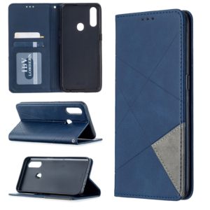 For Oppo A31 (2020) / A81 Rhombus Texture Horizontal Flip Magnetic Leather Case with Holder & Card Slots(Blue) (OEM)