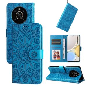 For Honor X30 / X9 5G / 4G Embossed Sunflower Leather Phone Case(Blue) (OEM)