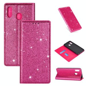 For Samsung Galaxy A20 / A30 Ultrathin Glitter Magnetic Horizontal Flip Leather Case with Holder & Card Slots(Rose Red) (OEM)