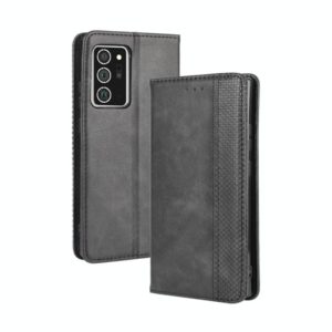 For Samsung Galaxy Note20 Ultra Magnetic Buckle Retro Crazy Horse Texture Horizontal Flip Leather Case with Holder & Card Slots & Photo Frame(Black) (OEM)