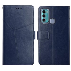 For Motorola Moto G40 / G60 Y Stitching Horizontal Flip Leather Phone Case with Holder & Card Slots & Wallet & Photo Frame(Blue) (OEM)