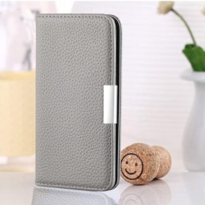For Galaxy A40 Litchi Texture Horizontal Flip Leather Case with Holder & Card Slots(Grey) (OEM)