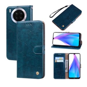 For Huawei nova 8i Oil Wax Texture Leather Phone Case(Blue) (OEM)