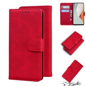 For OnePlus Nord N100 Skin Feel Pure Color Flip Leather Phone Case(Red) (OEM)