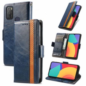 For Alcatel 1S (2021) CaseNeo Business Splicing Dual Magnetic Buckle Horizontal Flip PU Leather Case with Holder & Card Slots & Wallet(Blue) (OEM)