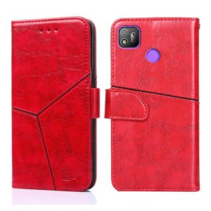 For Tecno Pop 4 Geometric Stitching Horizontal Flip Leather Phone Case(Red) (OEM)