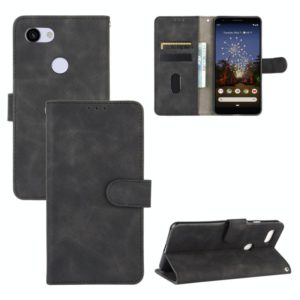 For Google Pixel 3a Solid Color Skin Feel Magnetic Buckle Horizontal Flip Calf Texture PU Leather Case with Holder & Card Slots & Wallet(Black) (OEM)