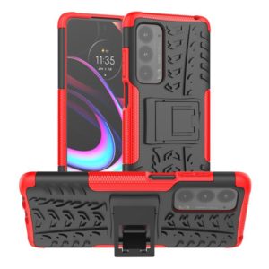 For Motorola Edge (2021) Tire Texture Shockproof TPU+PC Protective Case with Holder(Red) (OEM)