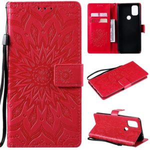 For OnePlus Nord N10 5G Sun Embossing Pattern Horizontal Flip Leather Case with Card Slot & Holder & Wallet & Lanyard(Red) (OEM)