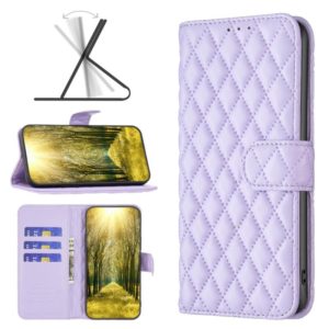 For Motorola Moto G71 5G Diamond Lattice Wallet Leather Flip Phone Case(Purple) (OEM)