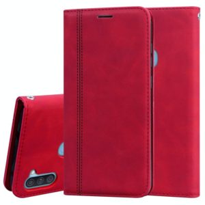 For Samsung Galaxy A11 Frosted Business Magnetic Horizontal Flip PU Leather Case with Holder & Card Slot & Lanyard(Red) (OEM)