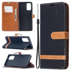 For Samsung Galaxy Note20 Color Matching Denim Texture Horizontal Flip Leather Case with Holder & Card Slots & Wallet & Lanyard(Black) (OEM)