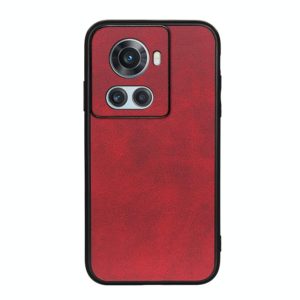For OnePlus Ace Accurate Hole Two-color Calf Texture PU Phone Case(Red) (OEM)