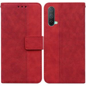 For OnePlus Nord CE 5G Geometric Embossed Leather Phone Case(Red) (OEM)