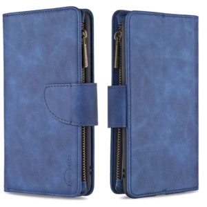 For Huawei P40 Lite Skin Feel Detachable Magnetic Zipper Horizontal Flip PU Leather Case with Holder & Card Slots & Wallet & Photo Frame & Lanyard(Blue) (OEM)