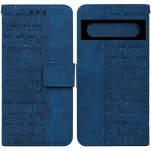 For Google Pixel 7 5G Geometric Embossed Leather Phone Case(Blue) (OEM)