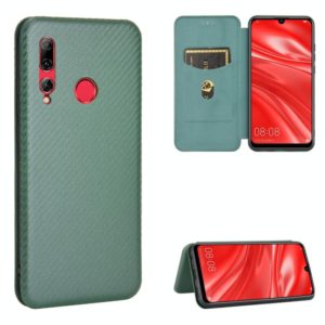 For Huawei Honor 10i / 20i Carbon Fiber Texture Horizontal Flip TPU + PC + PU Leather Case with Card Slot(Green) (OEM)