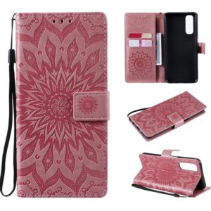 For OPPO Realme 7 Sun Embossing Pattern Horizontal Flip Leather Case with Card Slot & Holder & Wallet & Lanyard(Pink) (OEM)