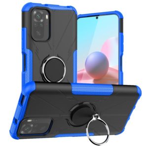 For Xiaomi Redmi Note 10 Armor Bear Shockproof PC + TPU Protective Case with Ring Holder(Blue) (OEM)