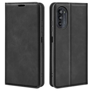 For Motorola Moto G52J 5G Retro-skin Magnetic Suction Flip Leather Phone Case(Black) (OEM)
