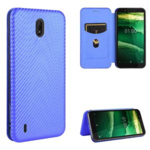 For Nokia C1 Carbon Fiber Texture Horizontal Flip TPU + PC + PU Leather Case with Card Slot(Blue) (OEM)