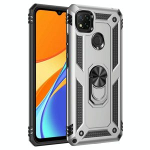 For Xiaomi Redmi 9C Shockproof TPU + PC Protective Case with 360 Degree Rotating Holder(Silver) (OEM)