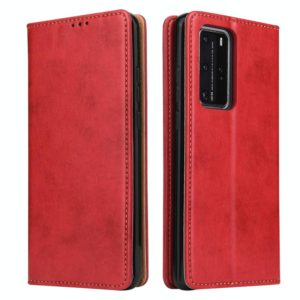 For Huawei P40 Pro Fierre Shann PU Genuine Leather Texture Horizontal Flip Leather Case with Holder & Card Slots & Wallet(Red) (FIERRE SHANN) (OEM)