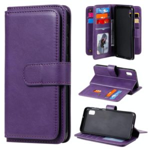 For Samsung Galaxy A10e Multifunctional Magnetic Copper Buckle Horizontal Flip Solid Color Leather Case with 10 Card Slots & Wallet & Holder & Photo Frame(Purple) (OEM)