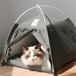 Four Seasons Cat and Dog Litter Detachable Cotton and Linen Tent Litter(Light Grey) (OEM)