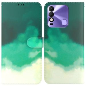 For Tecno Spark 8 / 8T Watercolor Pattern Horizontal Flip Leather Phone Case(Cyan Green) (OEM)