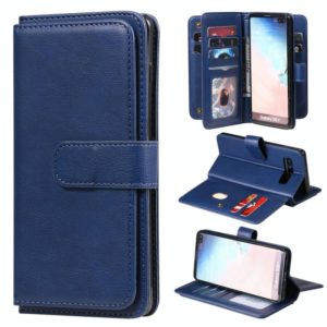 For Samsung Galaxy S10+ Multifunctional Magnetic Copper Buckle Horizontal Flip Solid Color Leather Case with 10 Card Slots & Wallet & Holder & Photo Frame(Dark Blue) (OEM)