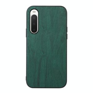 For Sony Xperia 10 IV Wood Texture PU Phone Case(Green) (OEM)