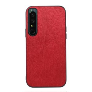 For Sony Xperia 1 IV Wood Texture PU Phone Case(Red) (OEM)